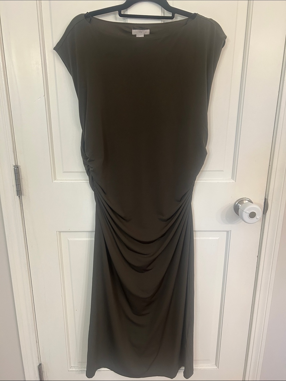 H&M's Women’s Olive Green Ruched Midi Dress